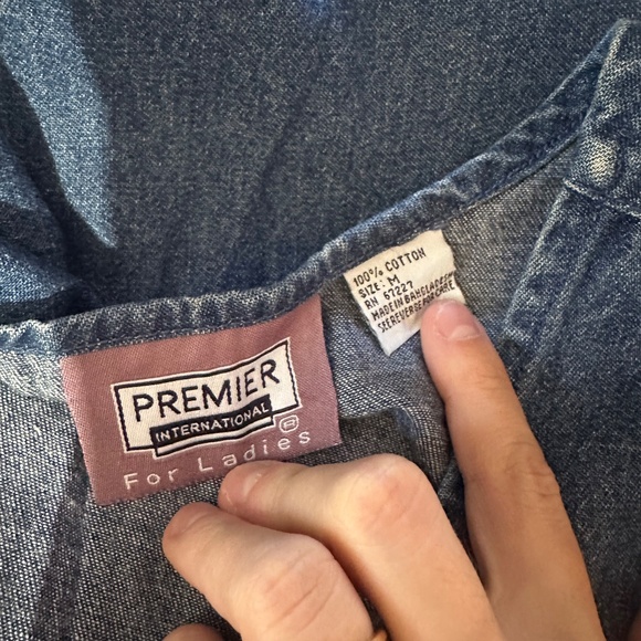 Vintage Medium Wash Sleeveless Denim Two Pocket Overall Dress Sz Medium - Picture 9 of 9